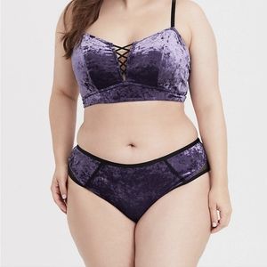 Torrid Purple Velvet Matching Bra and Panty